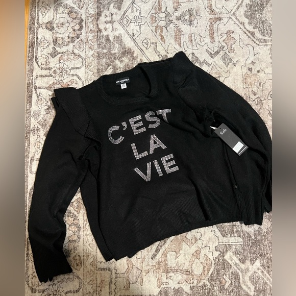 Karl Lagerfeld Black 'C'est La Vie' Sweater - Picture 2 of 4